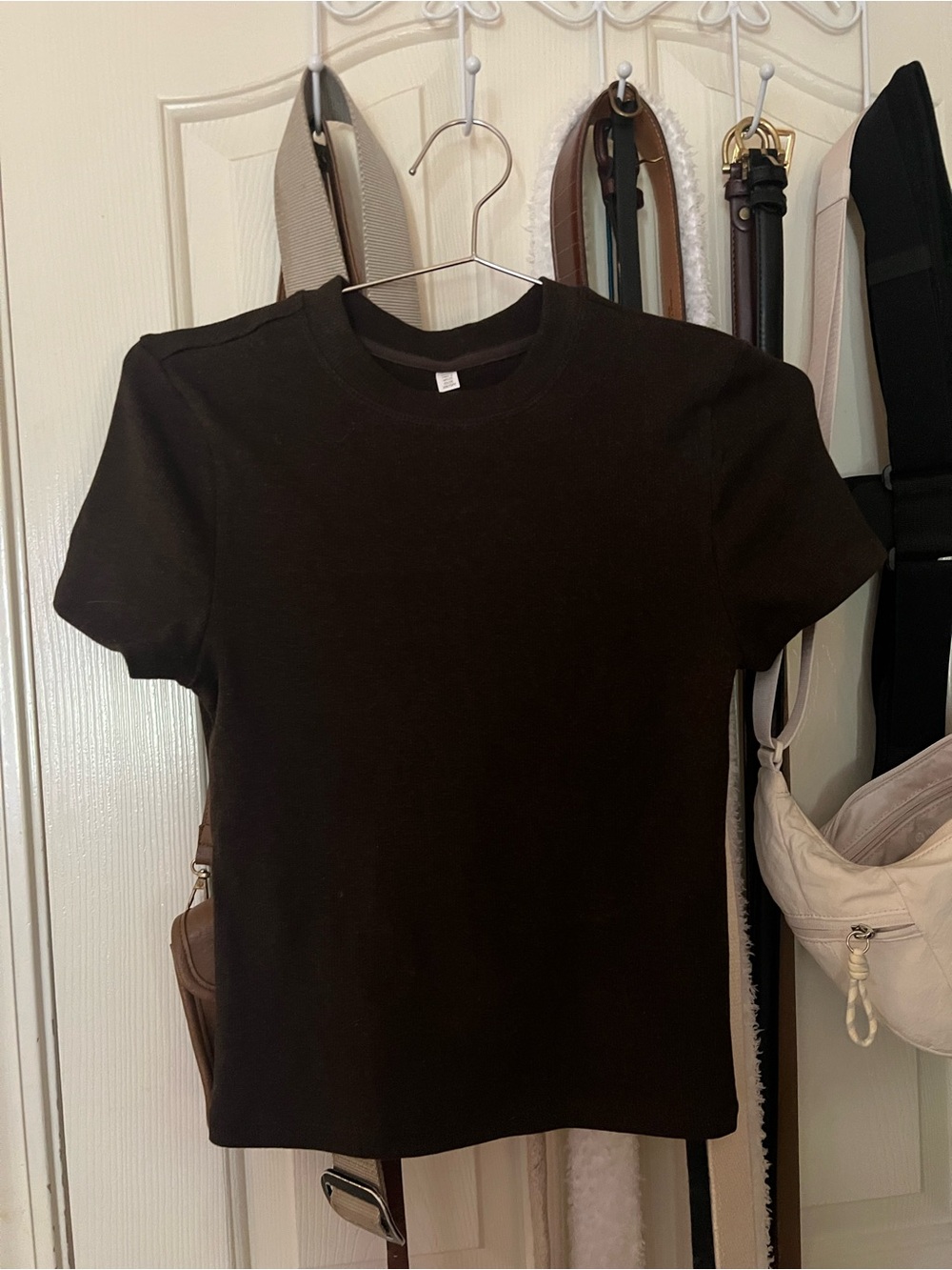 Ribbed stretchy dark brown tee